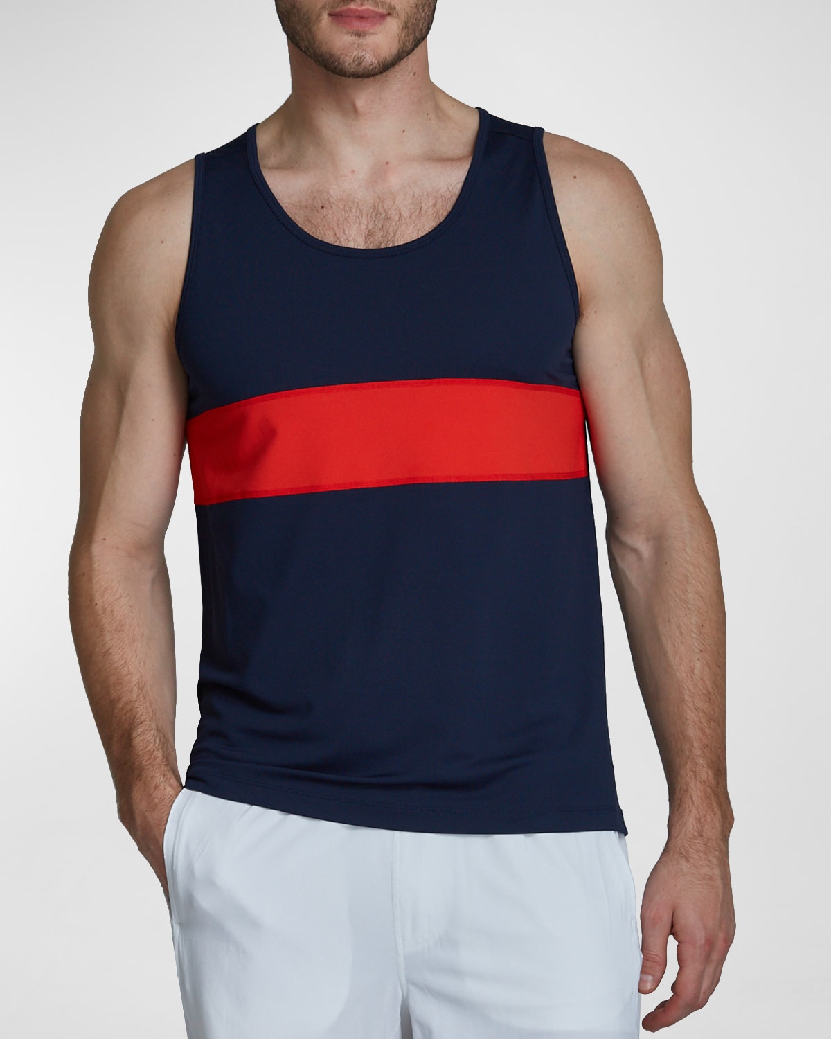 Fourlaps Men's Dash Performance Mesh Tank Top In Navy/red