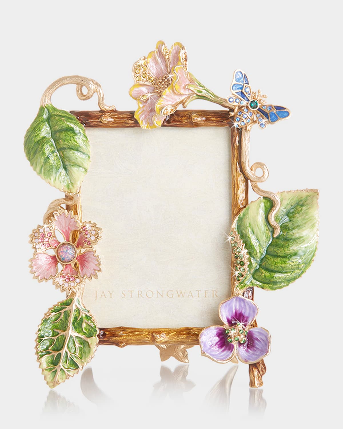 Jay Strongwater Flora & Fauna Fray Dutch Floral 14k Goldplated, Swarovski Crystal & Enamel Picture Frame In Multi