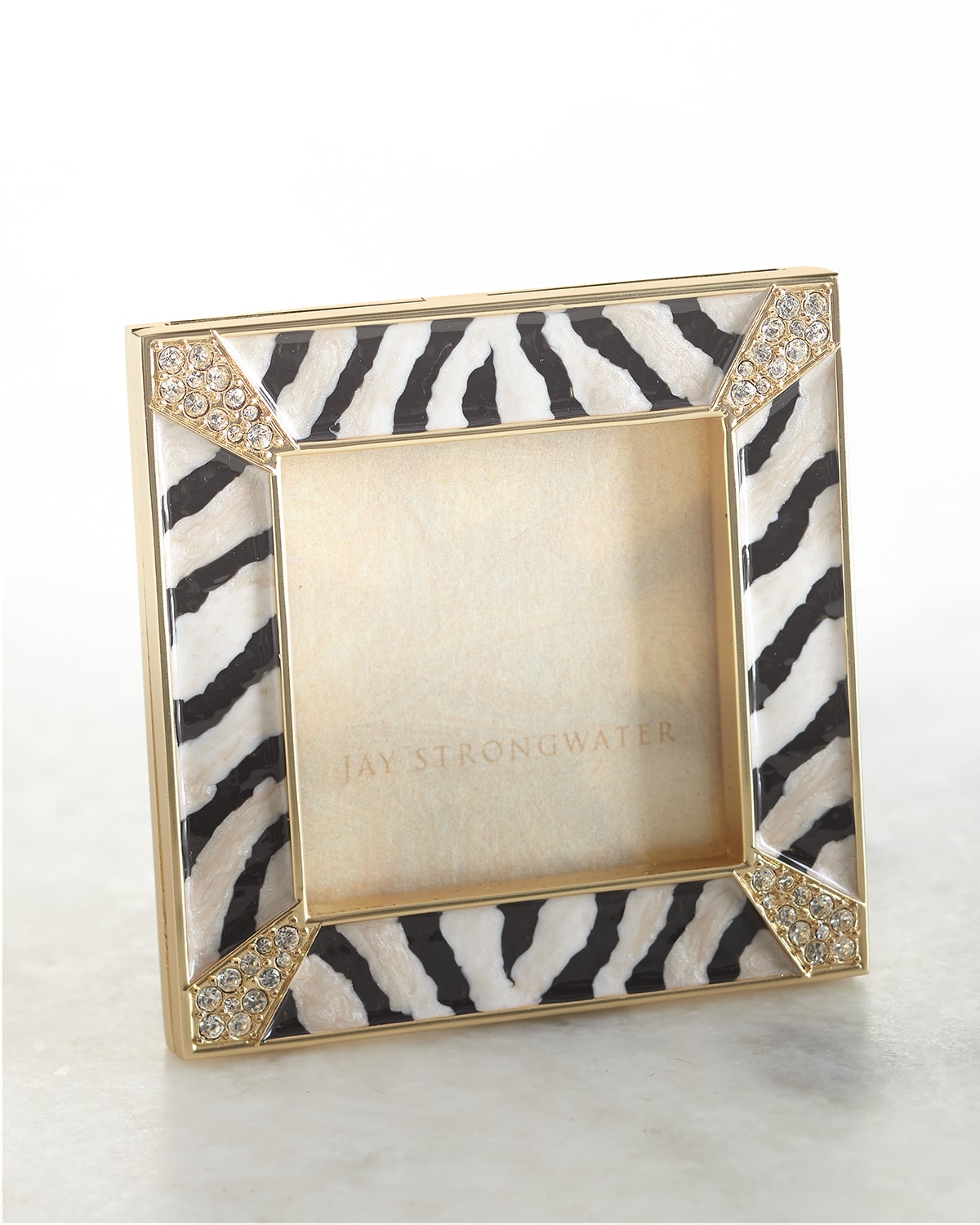 Shop Jay Strongwater Leland Zebra Striped Pave Frame, 2" In Black