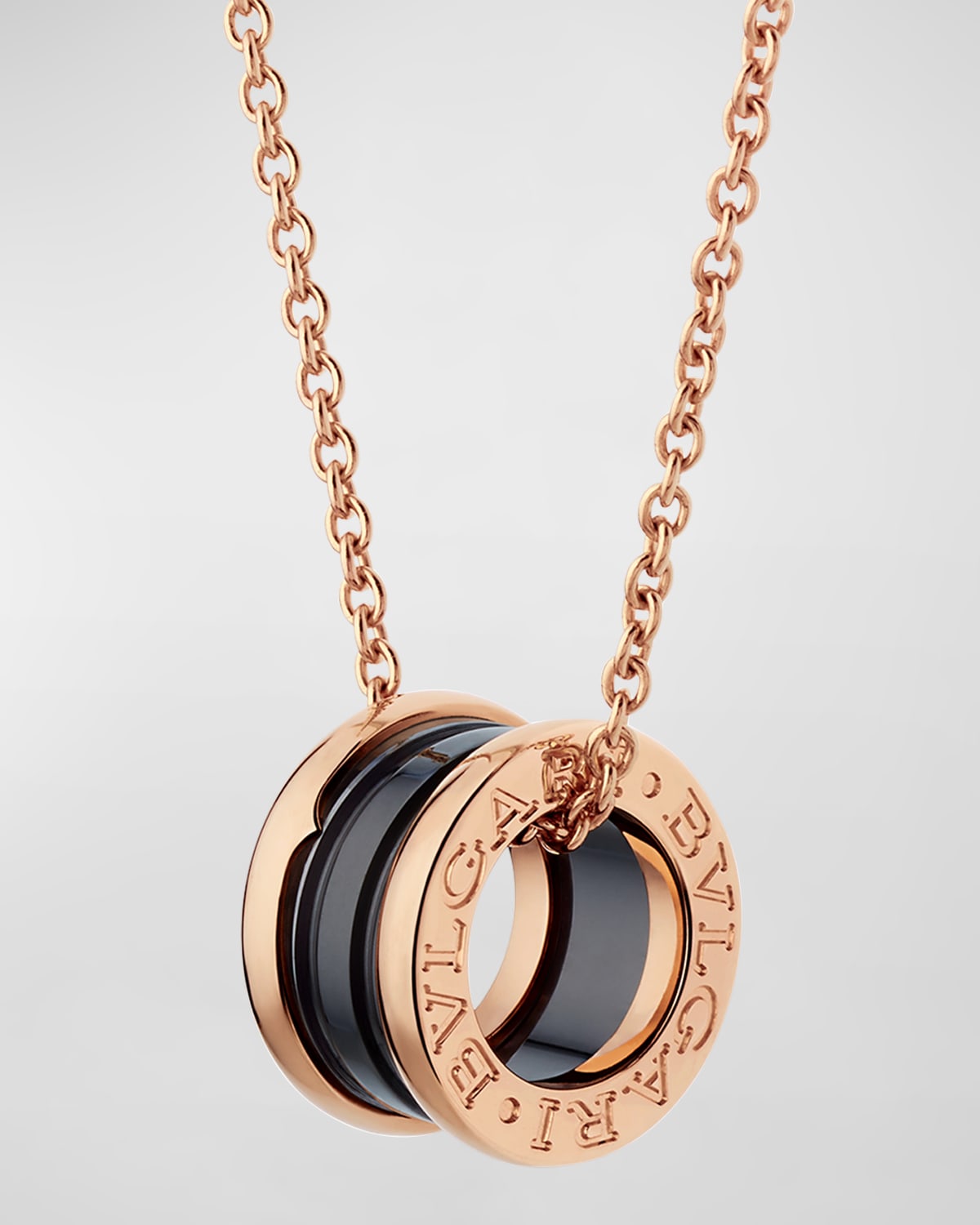 BVLGARI B.Zero1 18k Rose Gold Black Ceramic Necklace