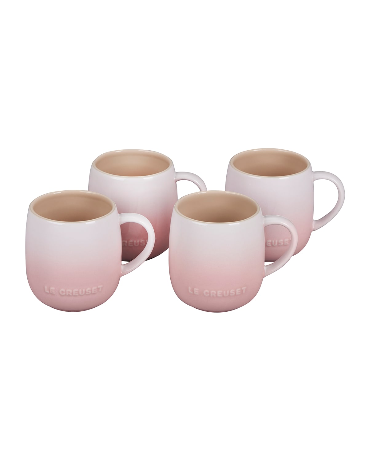 Shop Le Creuset Stoneware Mugs, Set Of 4 In Shell Pink