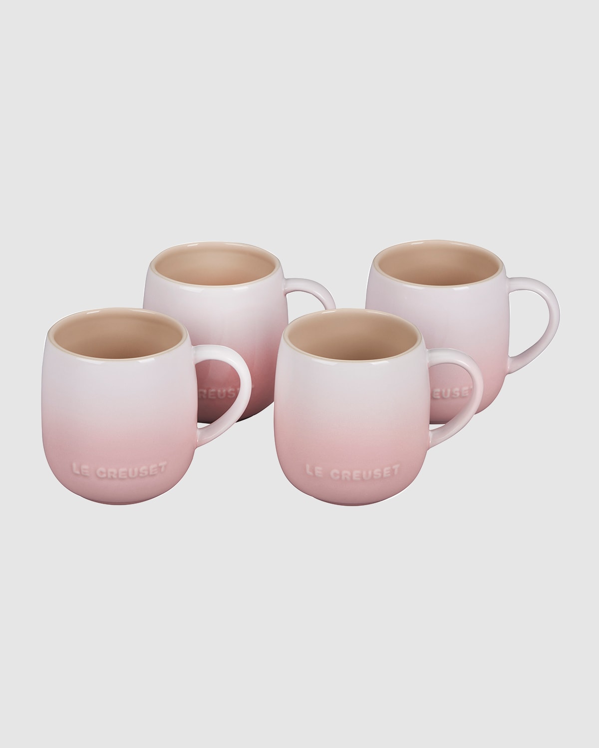 Le Creuset Set Of Four 14-ounce Stoneware Mugs In Shell Pink