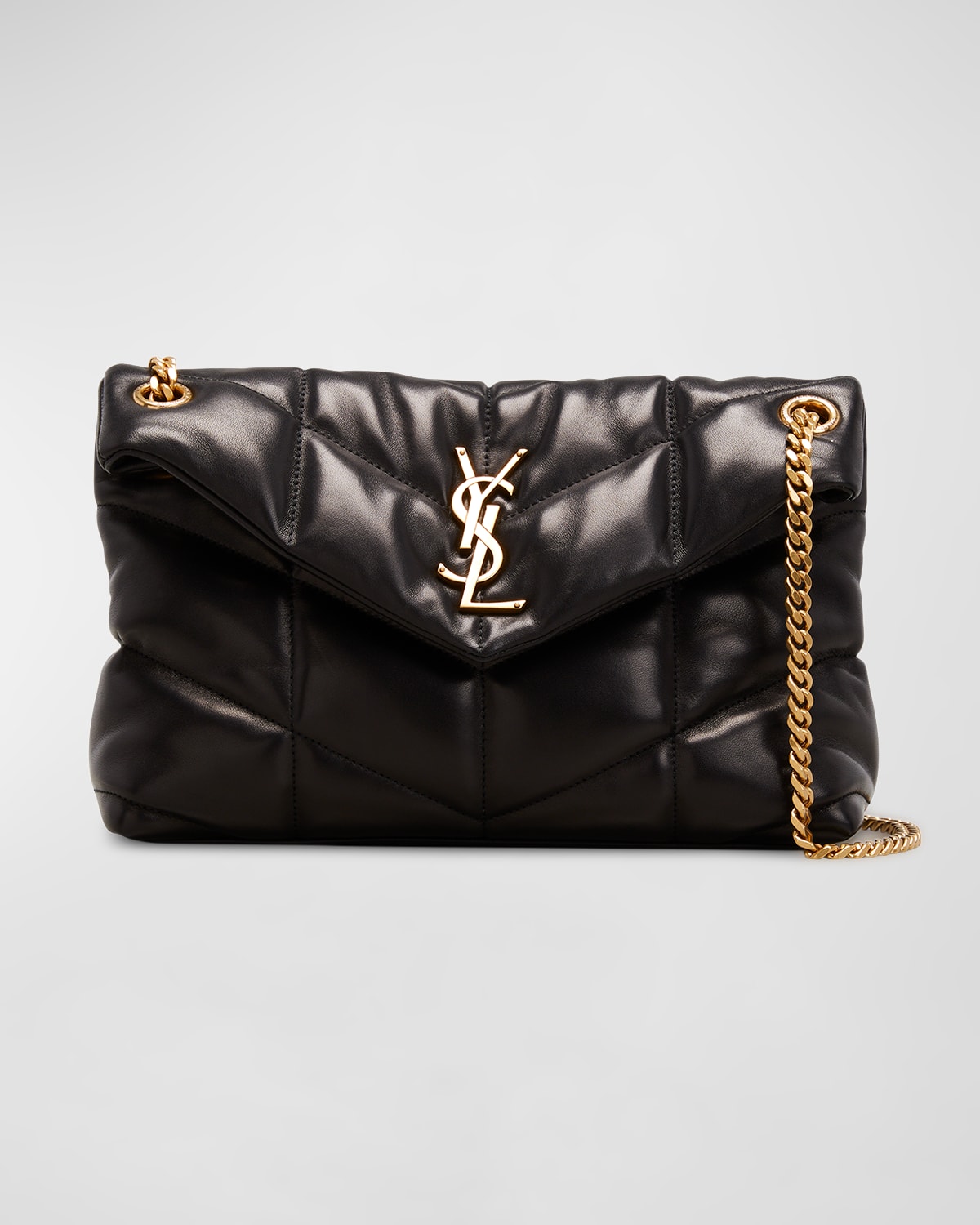 Saint Laurent Lou Puffer Small Ysl Shoulder Bag In Quilted Leather In Black