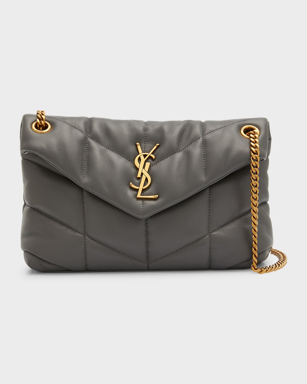 Saint Laurent Loulou Ysl Small Puffer Shoulder Bag In 1112 Storm