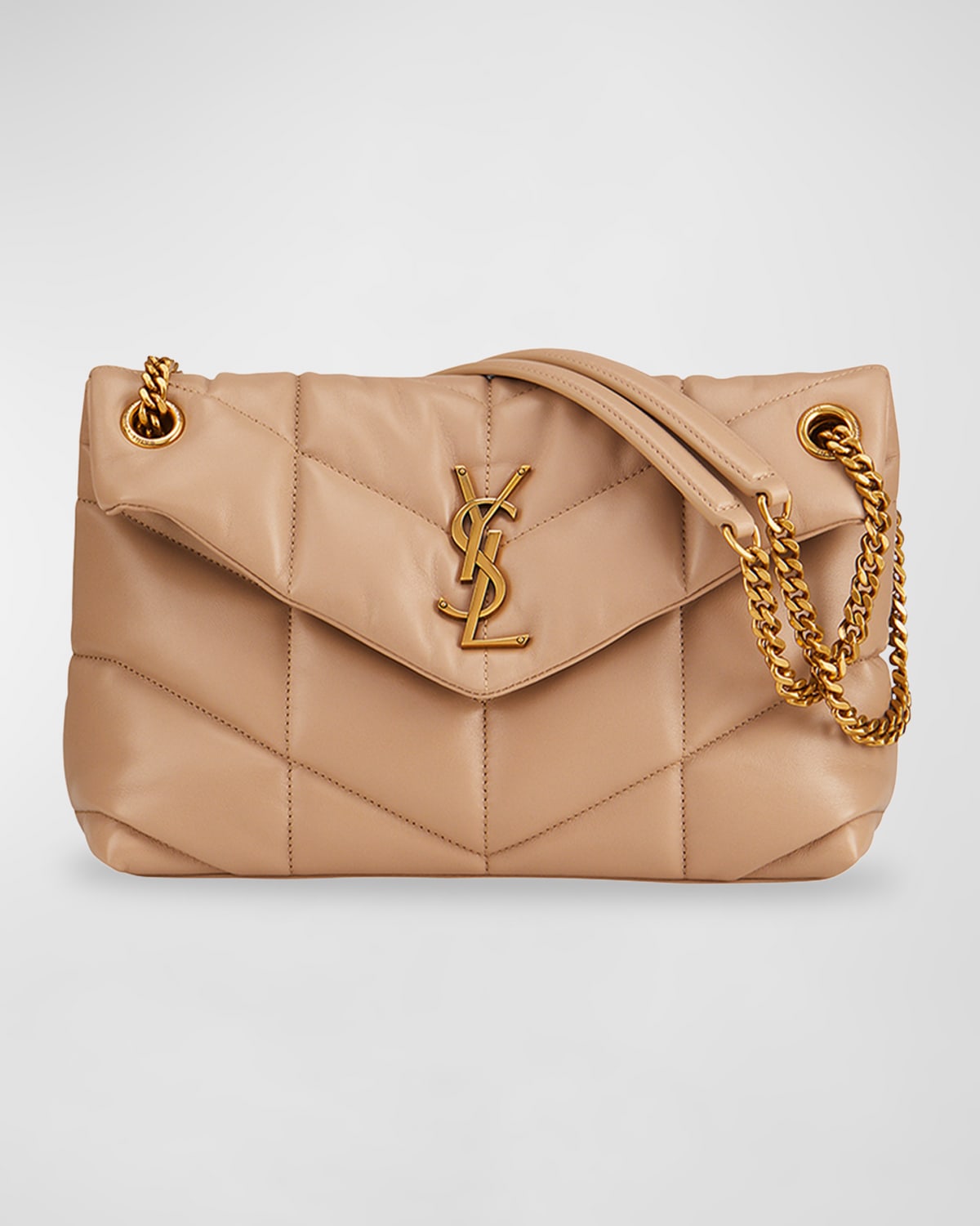 SAINT LAURENT LOU PUFFER SMALL YSL SHOULDER BAG IN QUILTED LEATHER