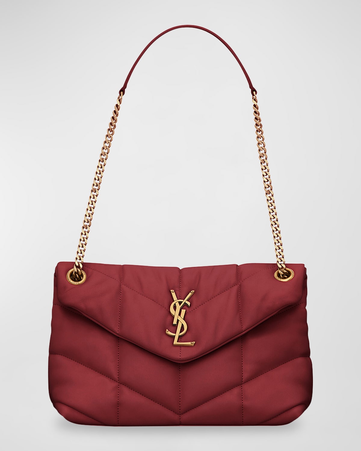 Saint Laurent Loulou Ysl Small Puffer Shoulder Bag In Red
