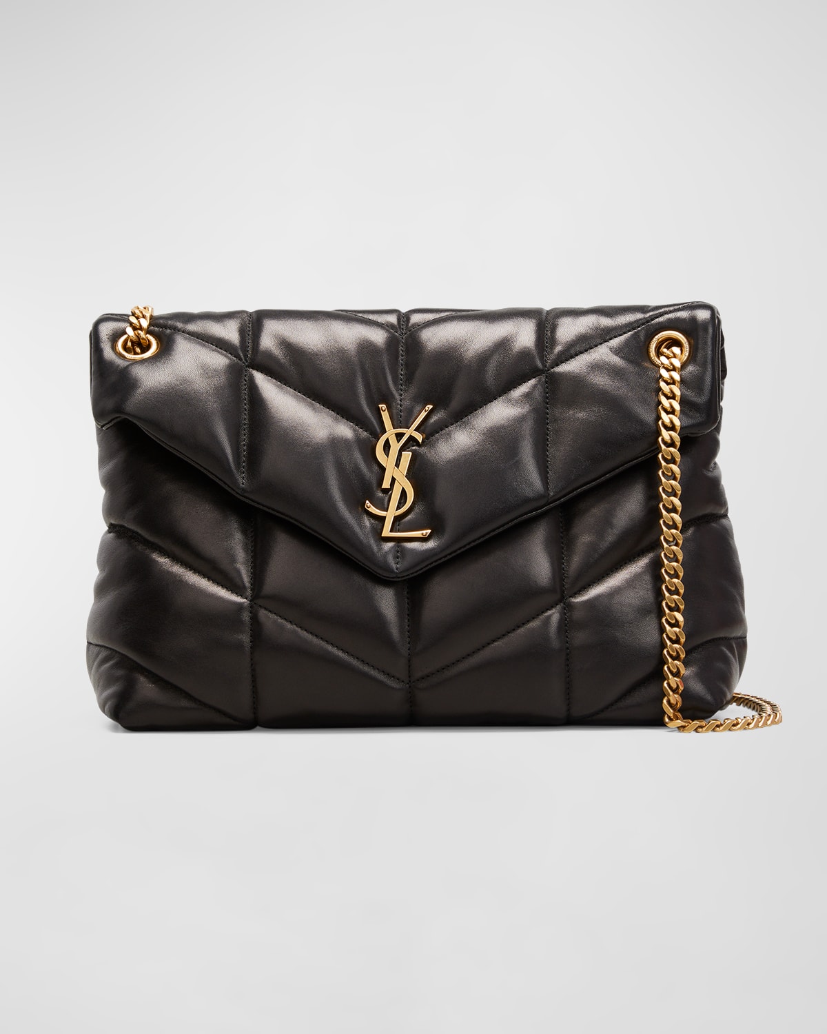 Saint Laurent Medium Loulou Puffer Quilted Leather Crossbody Bag In Nero