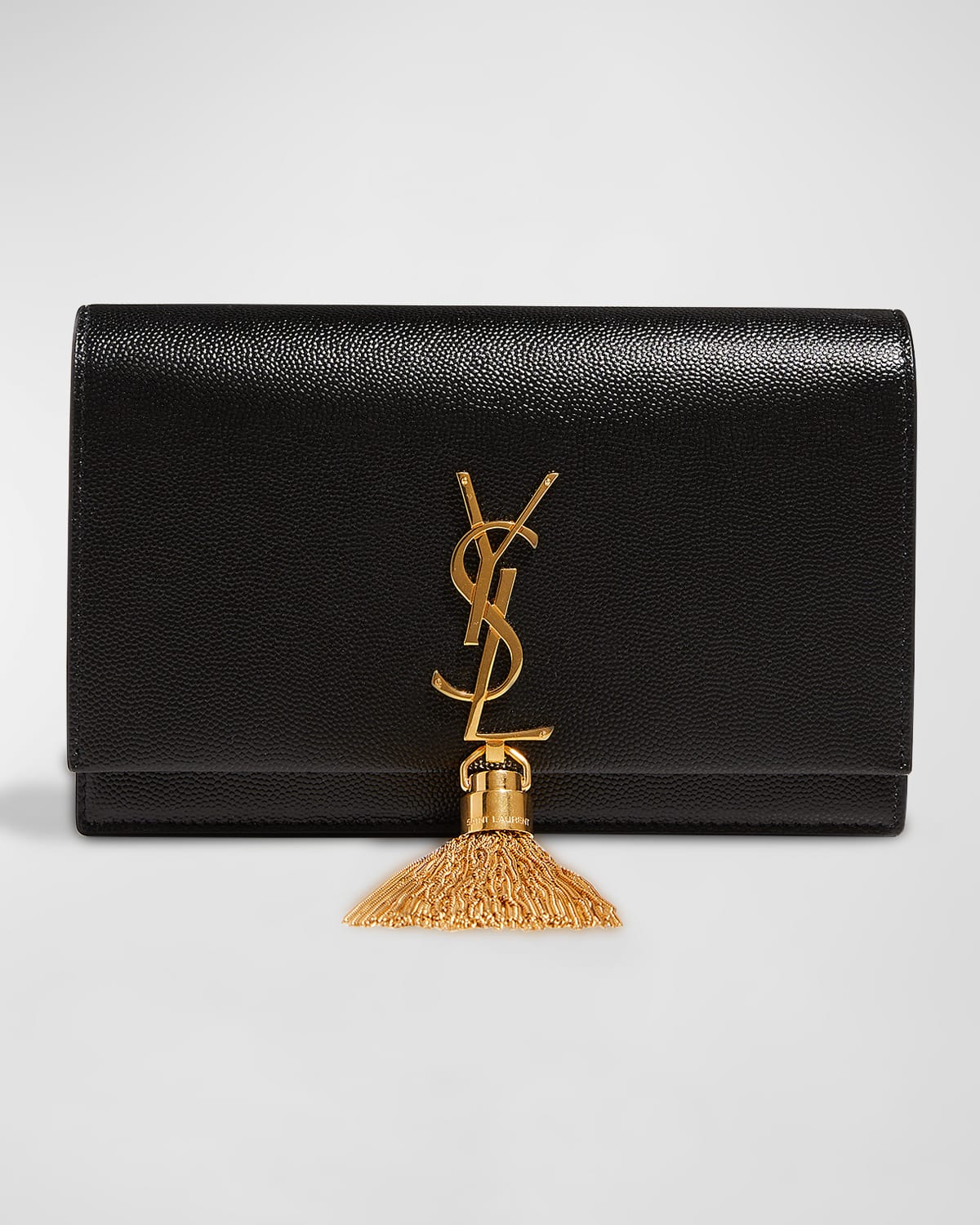 Saint Laurent Kate Tassel Ysl Wallet On Chain In Grained Leather In Black
