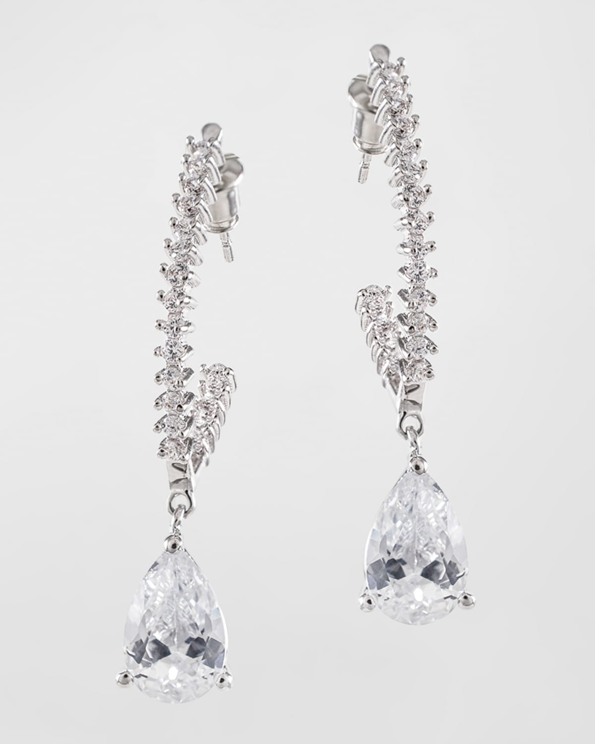 Cubic Zirconia Pear-Drop Modern Hoop Earrings