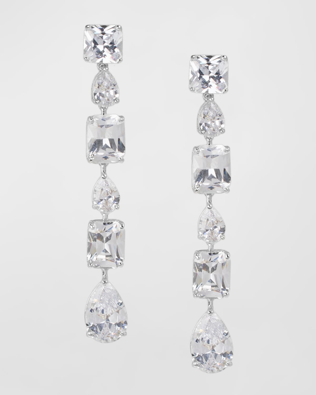 Golconda By Kenneth Jay Lane Multi-shape Cubic Zirconia Drop Earrings In Silver