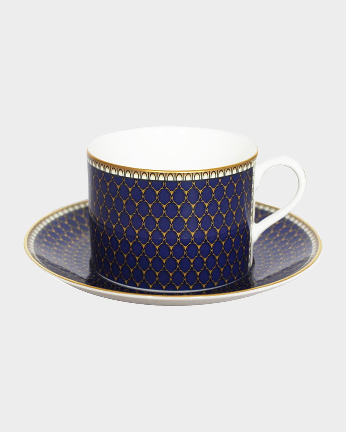 Halcyon Days Antler Trellis Teacup & Saucer In Midnight