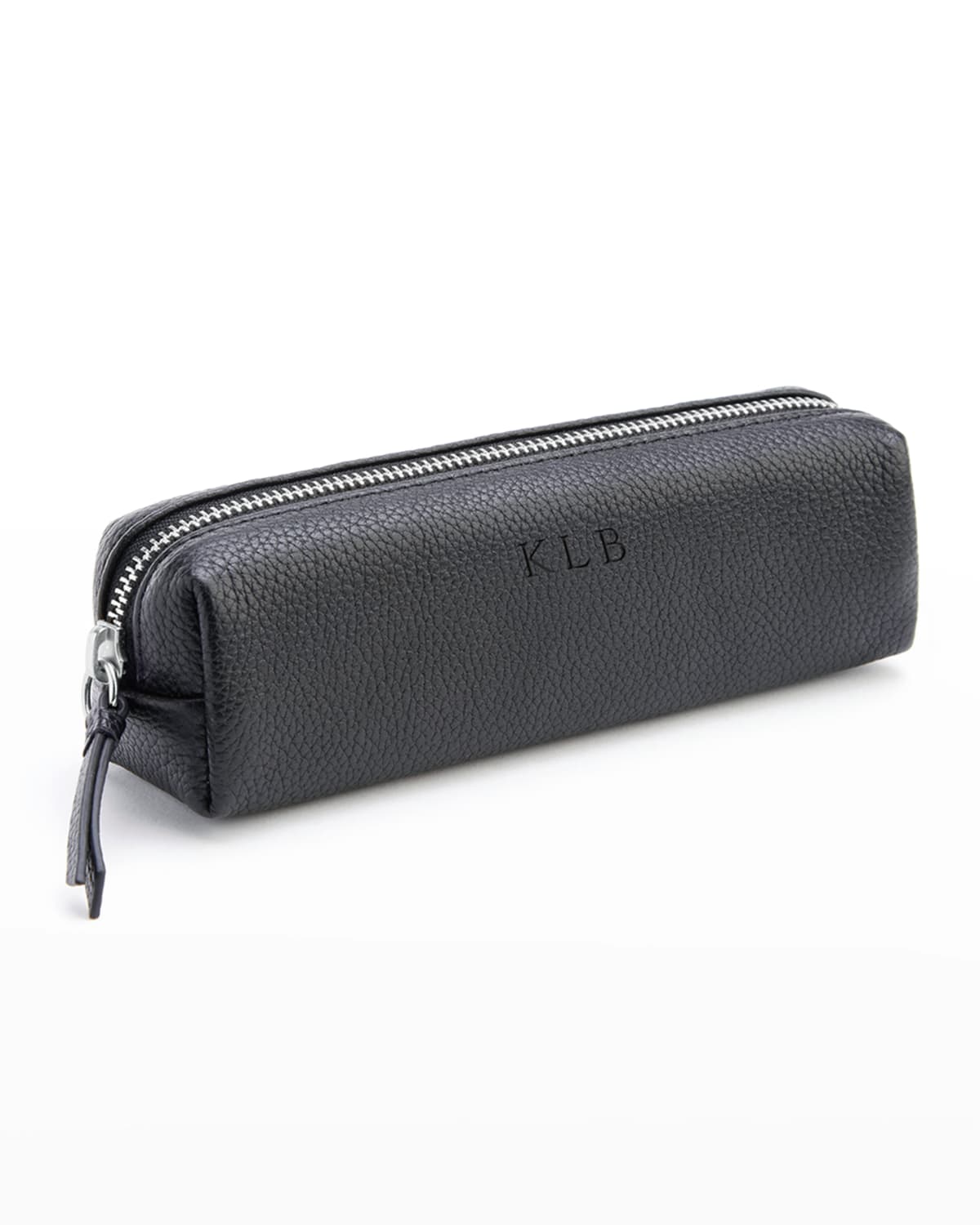 Shop Royce New York Pebbled Leather Pencil Case In Black
