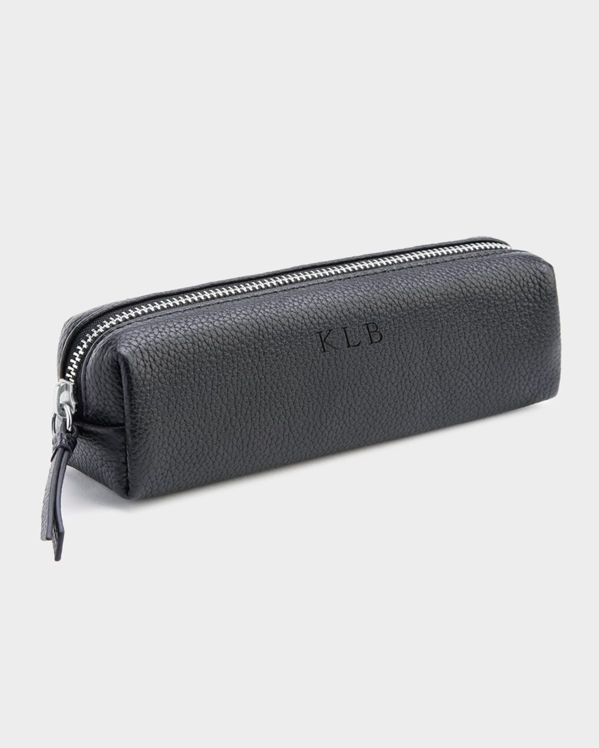 Shop Royce New York Pebbled Leather Pencil Case In Black