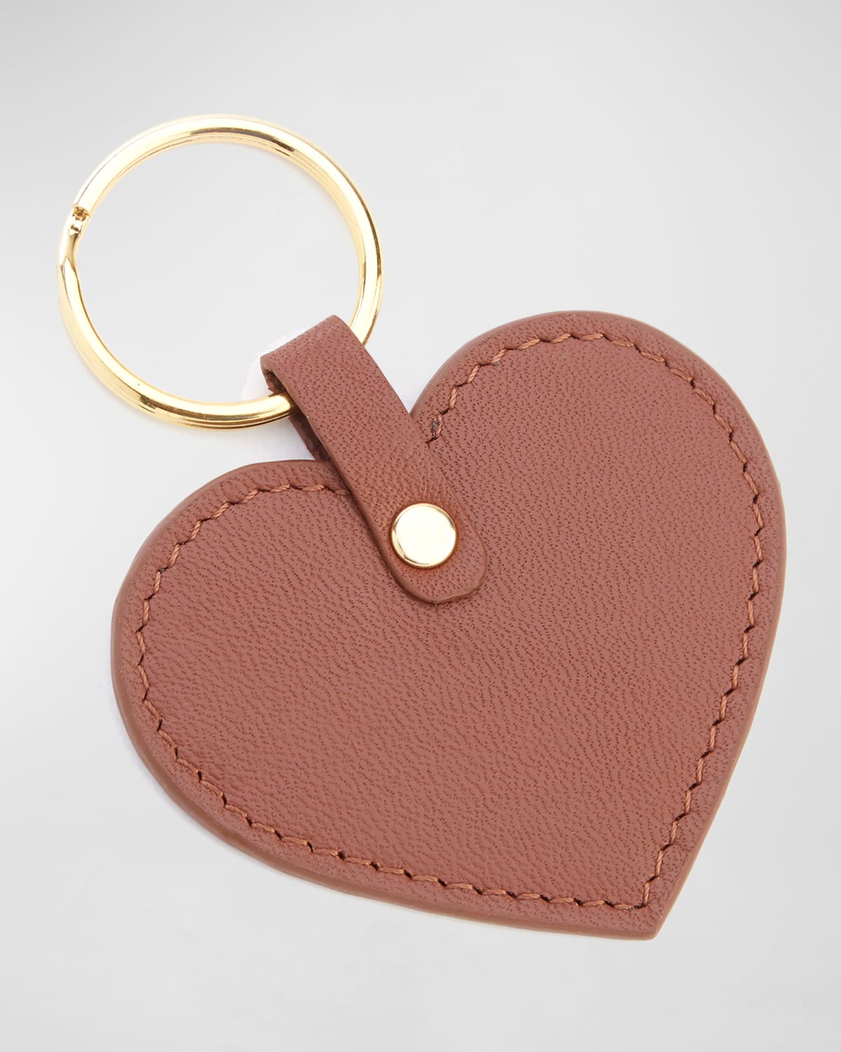 Royce New York Heart-shaped Leather Key Chain In Tan