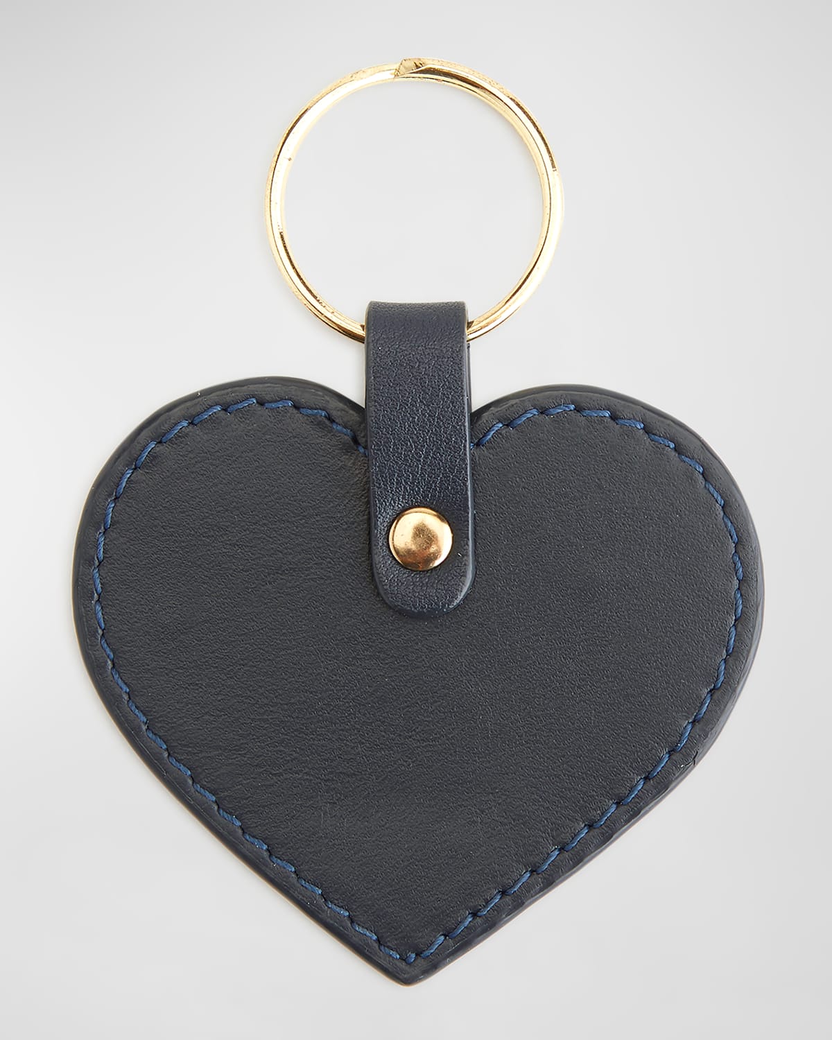 Royce New York Royce Leather Heart Key Fob In Navy Blue