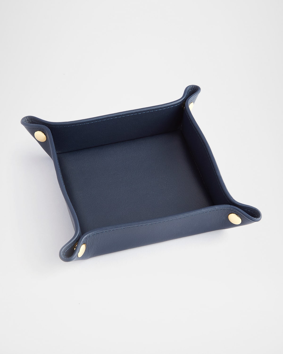 Royce New York Travel Leather Catchall Valet Tray In Navy Blue