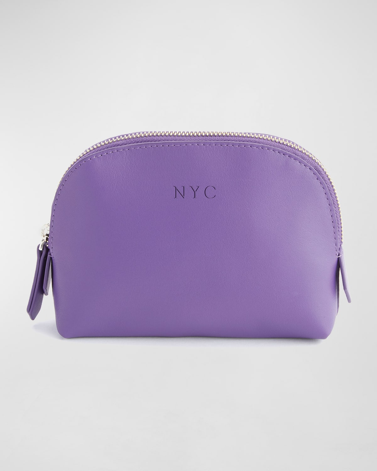 Monogrammed Compact Leather Cosmetic Bag