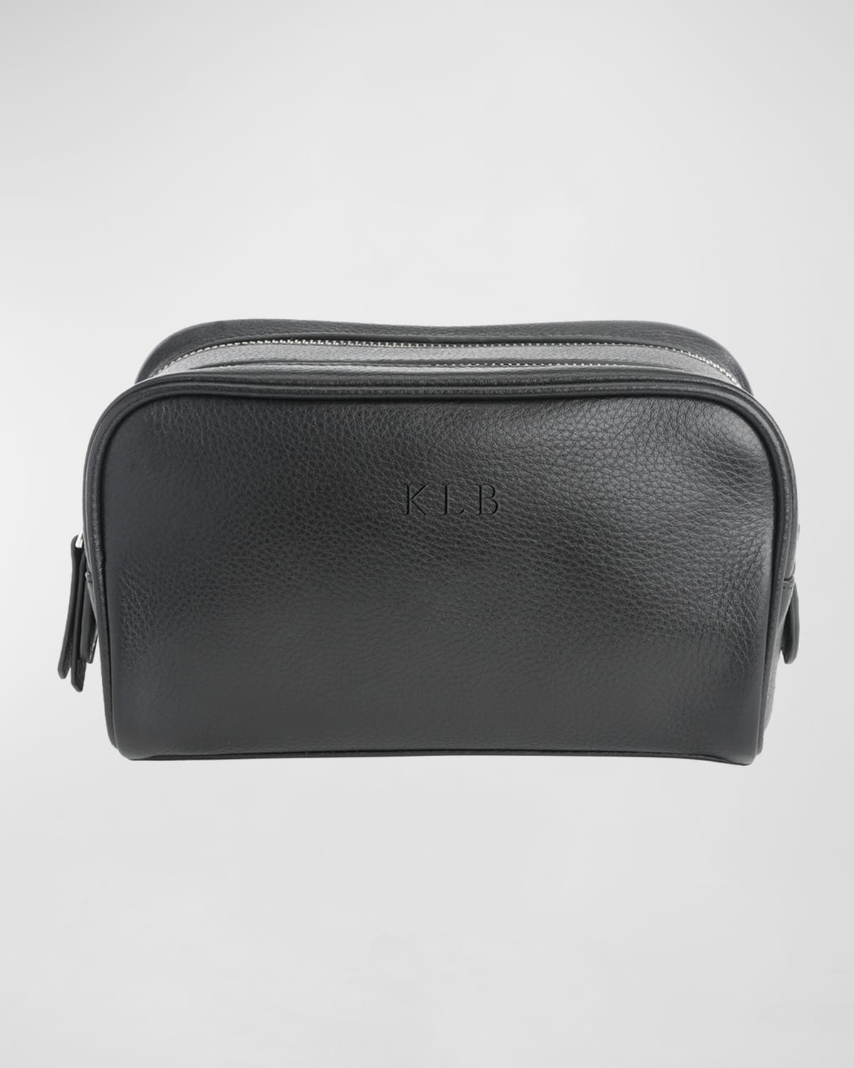 Monogrammed Double Zip Leather Toiletry Bag