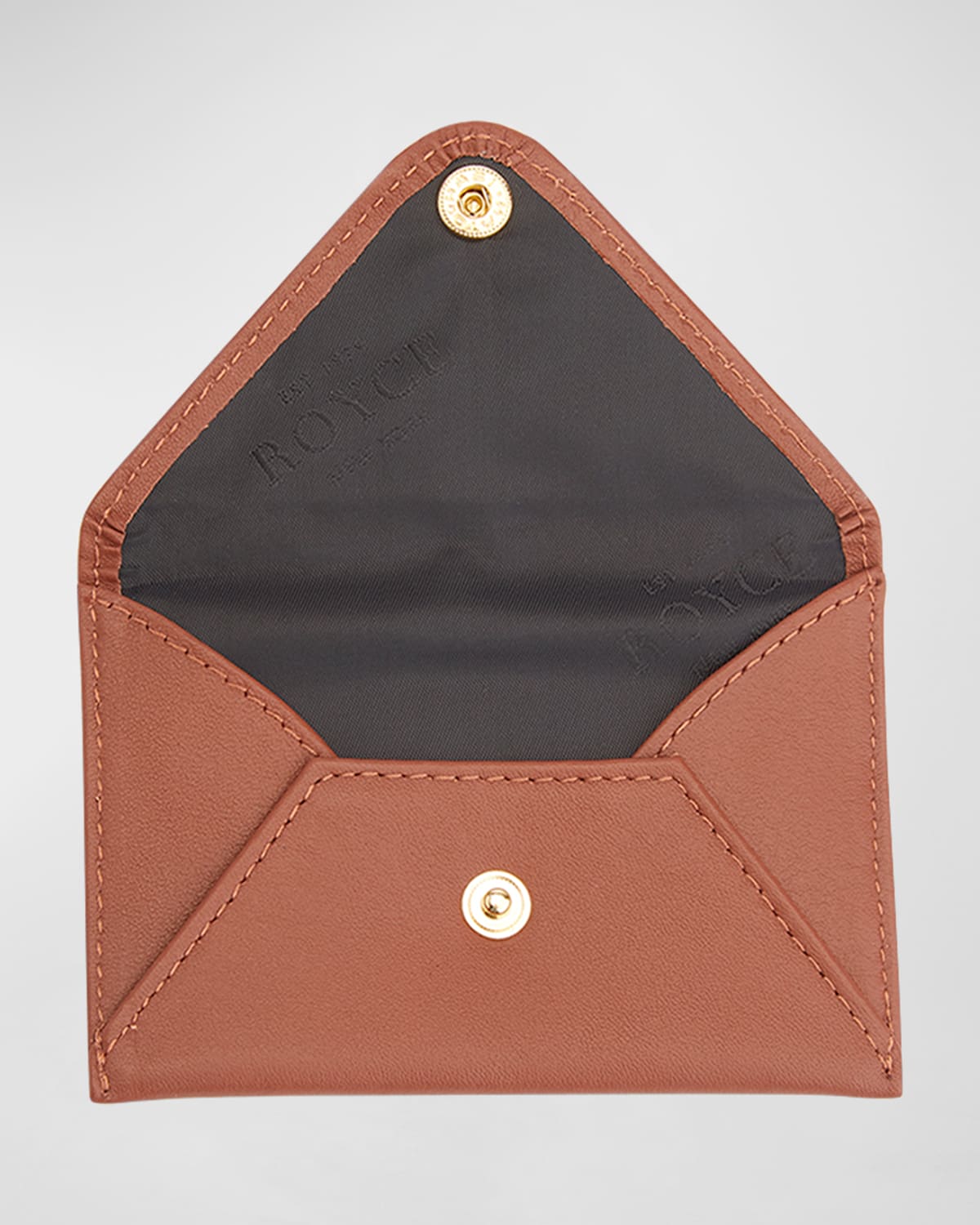 Royce New York Monogrammed Leather Envelope Style Card Holder In Tan