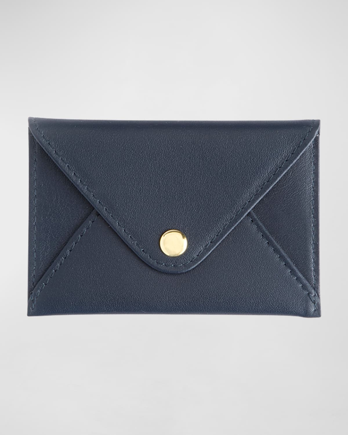 Royce New York Monogrammed Leather Envelope Style Card Holder In Navy Blue