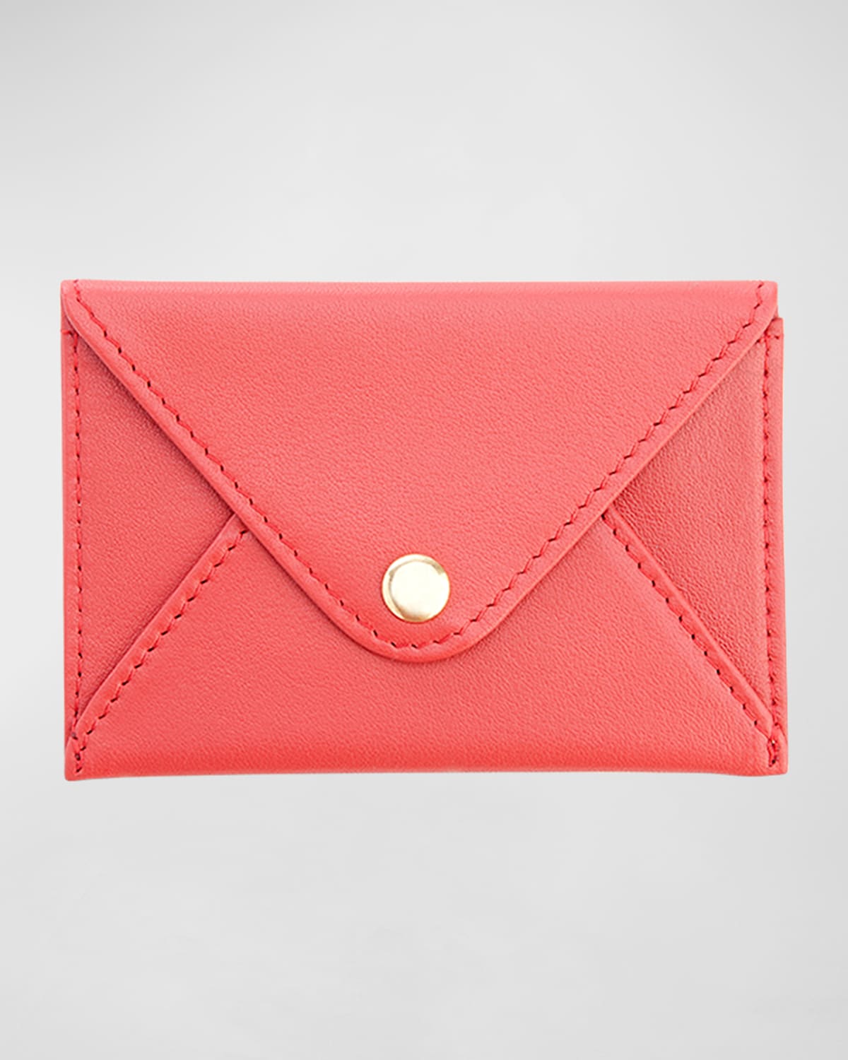 Royce New York Monogrammed Leather Envelope Style Card Holder In Red