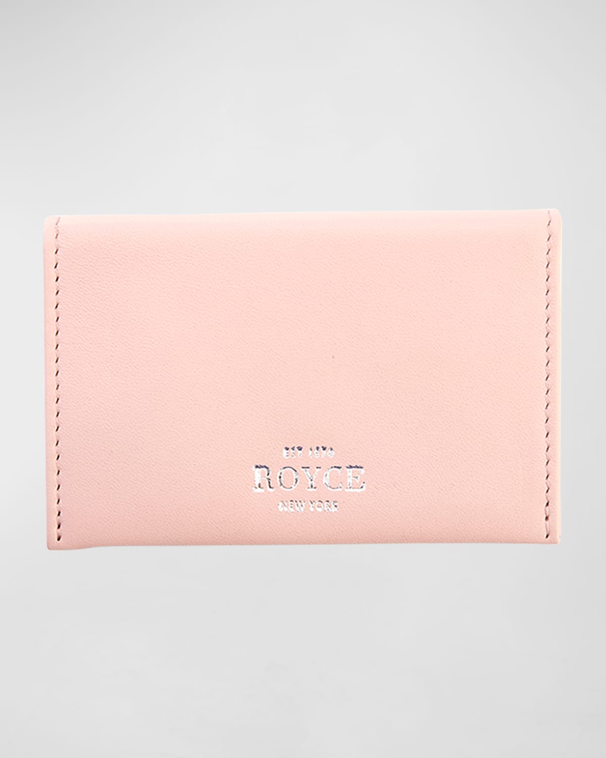 Royce New York Monogrammed Leather Envelope Style Card Holder In Blush Pink