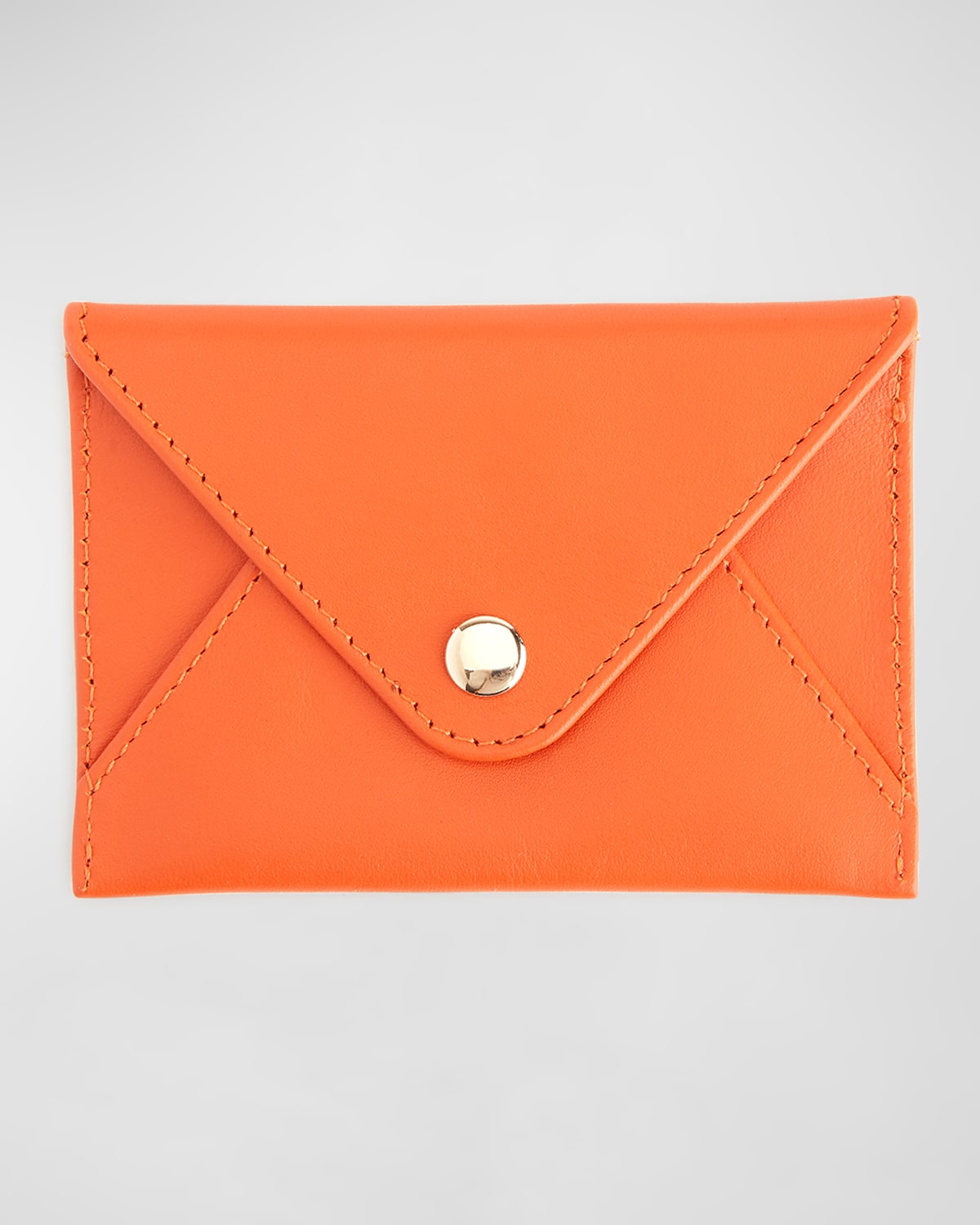 Royce New York Monogrammed Leather Envelope Style Card Holder In Orange