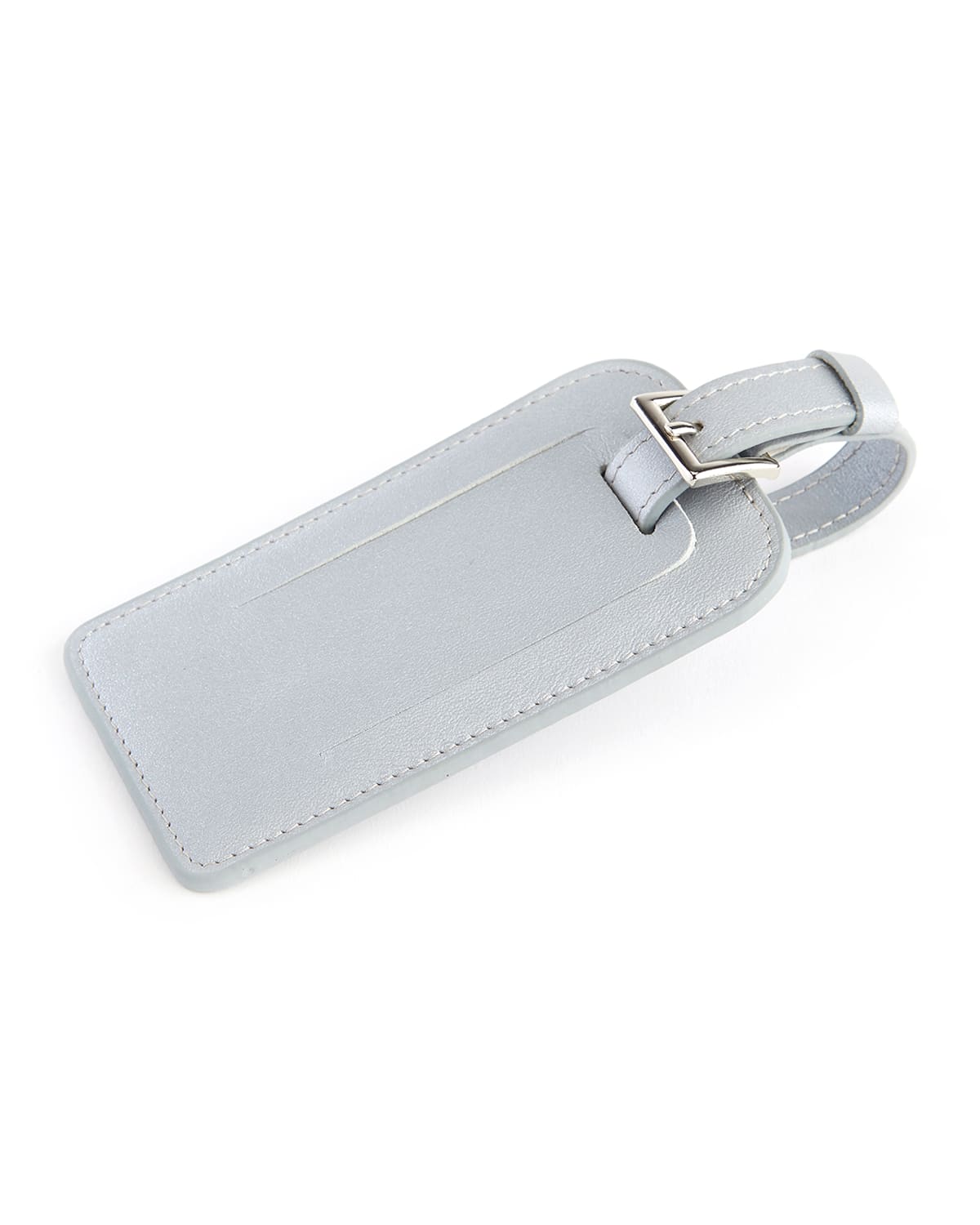Royce New York Leather Luggage Tag With Silver Hardware In Silver