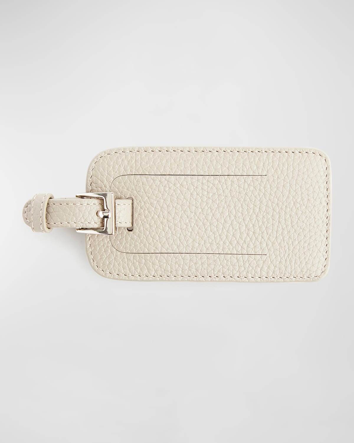 Royce New York Leather Luggage Tag With Silver Hardware In Taupe