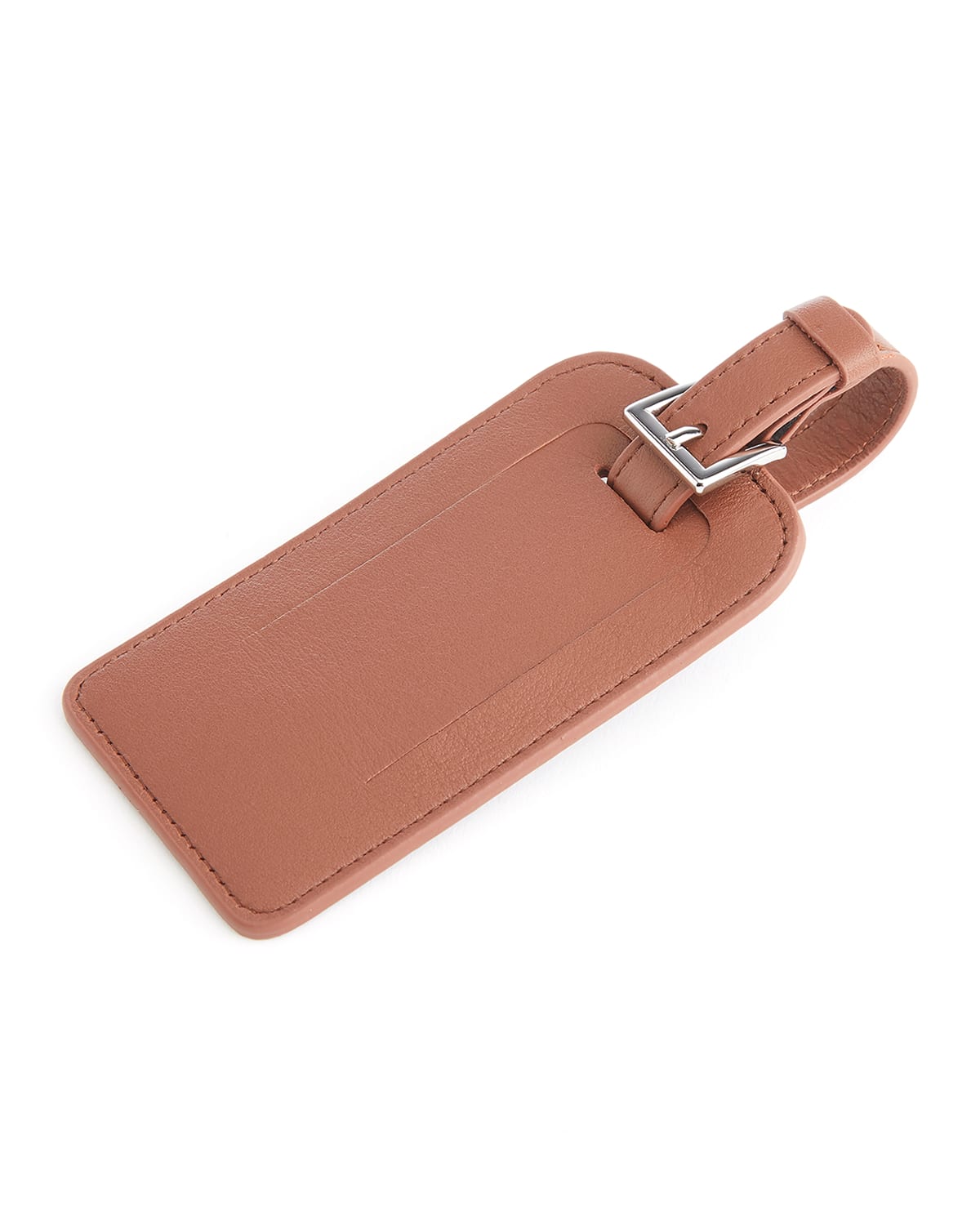 Royce New York Leather Luggage Tag With Silver Hardware In Tan