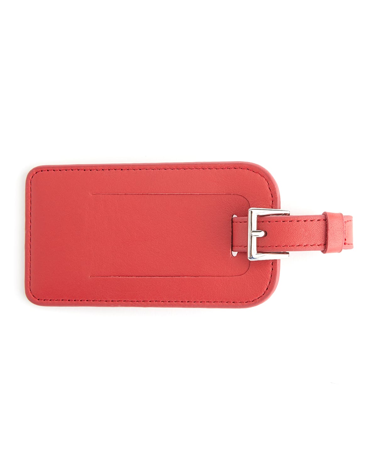 Royce New York Leather Luggage Tag With Silver Hardware In Red
