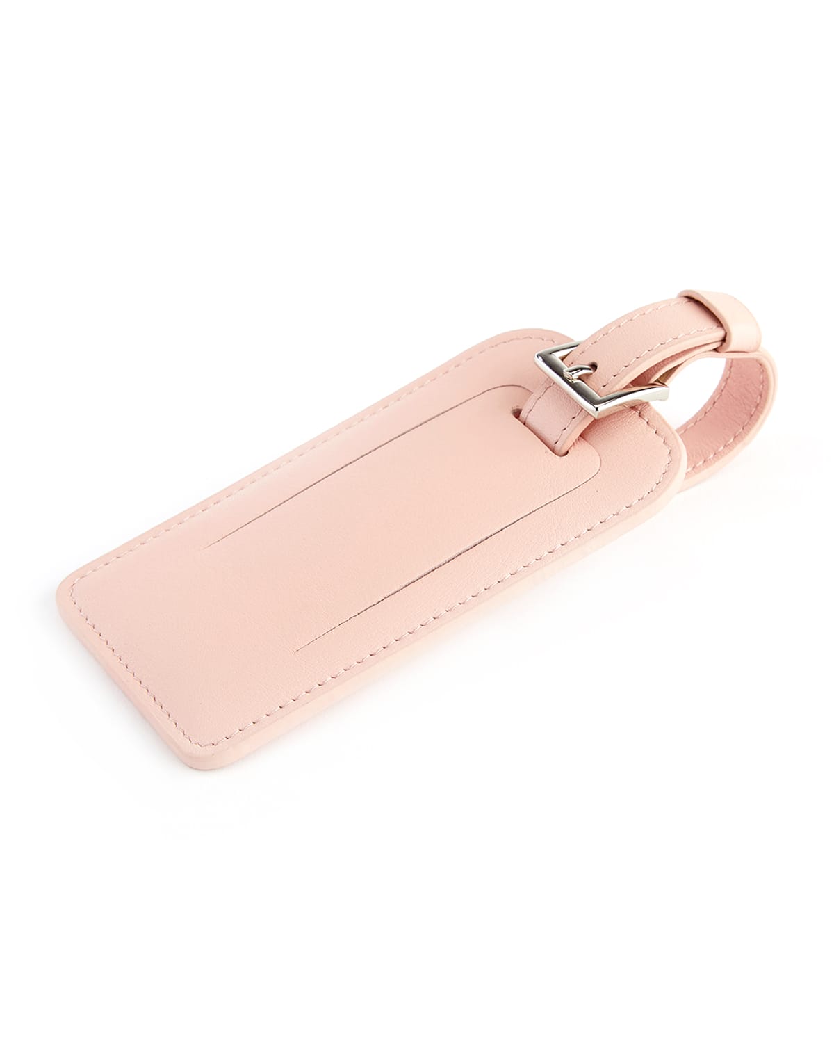 Royce New York Leather Luggage Tag With Silver Hardware In Blush Pink