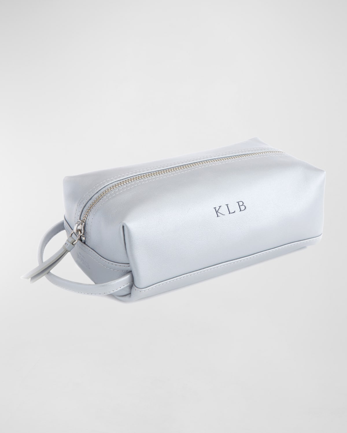 Royce New York Leather Compact Toiletry Travel Bag In Silver