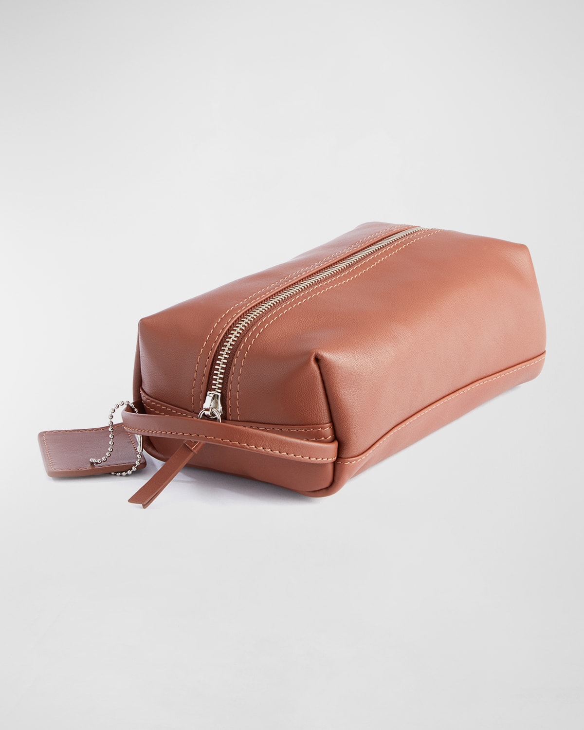 Royce New York Compact Leather Toiletry Bag In Tan