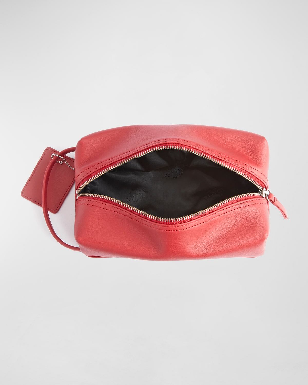 Royce New York Compact Leather Toiletry Bag In Red