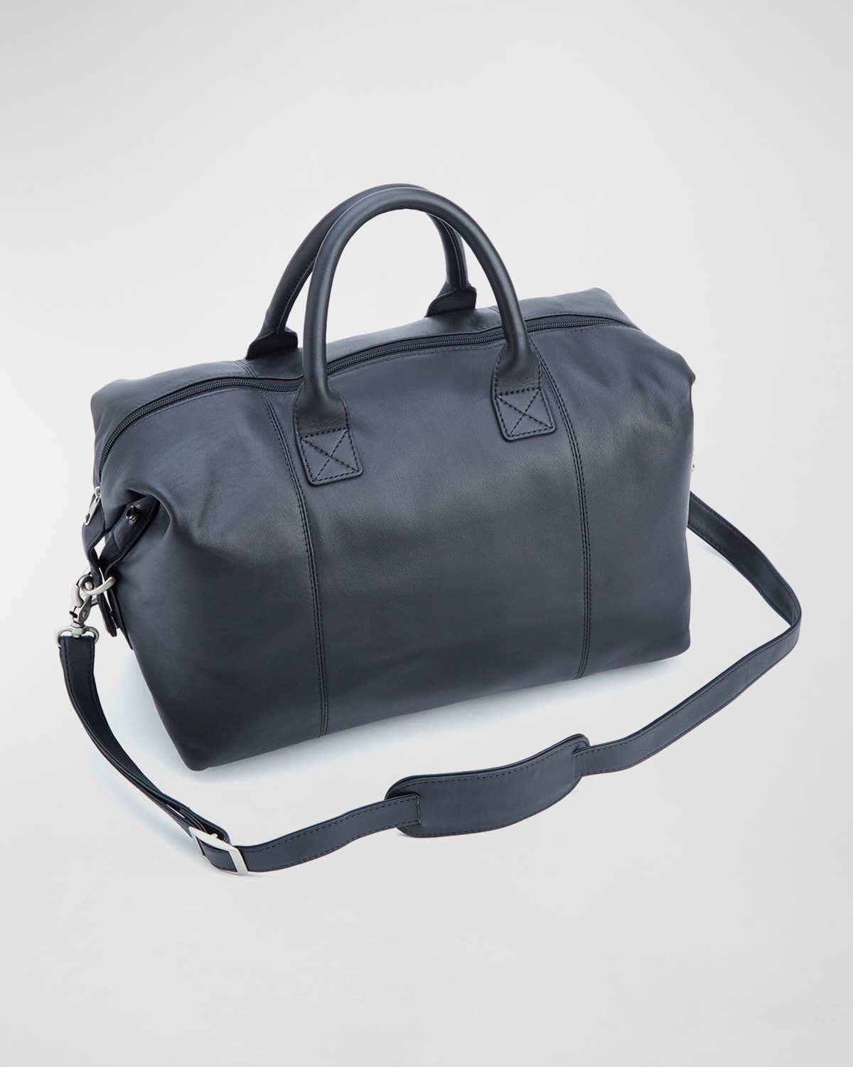 Monogrammed Leather Overnight Duffel Bag