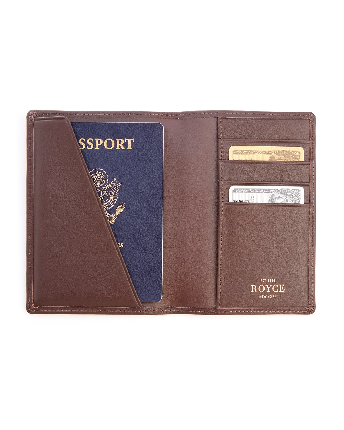 Royce New York Rfid Blocking Passport Case In Brown