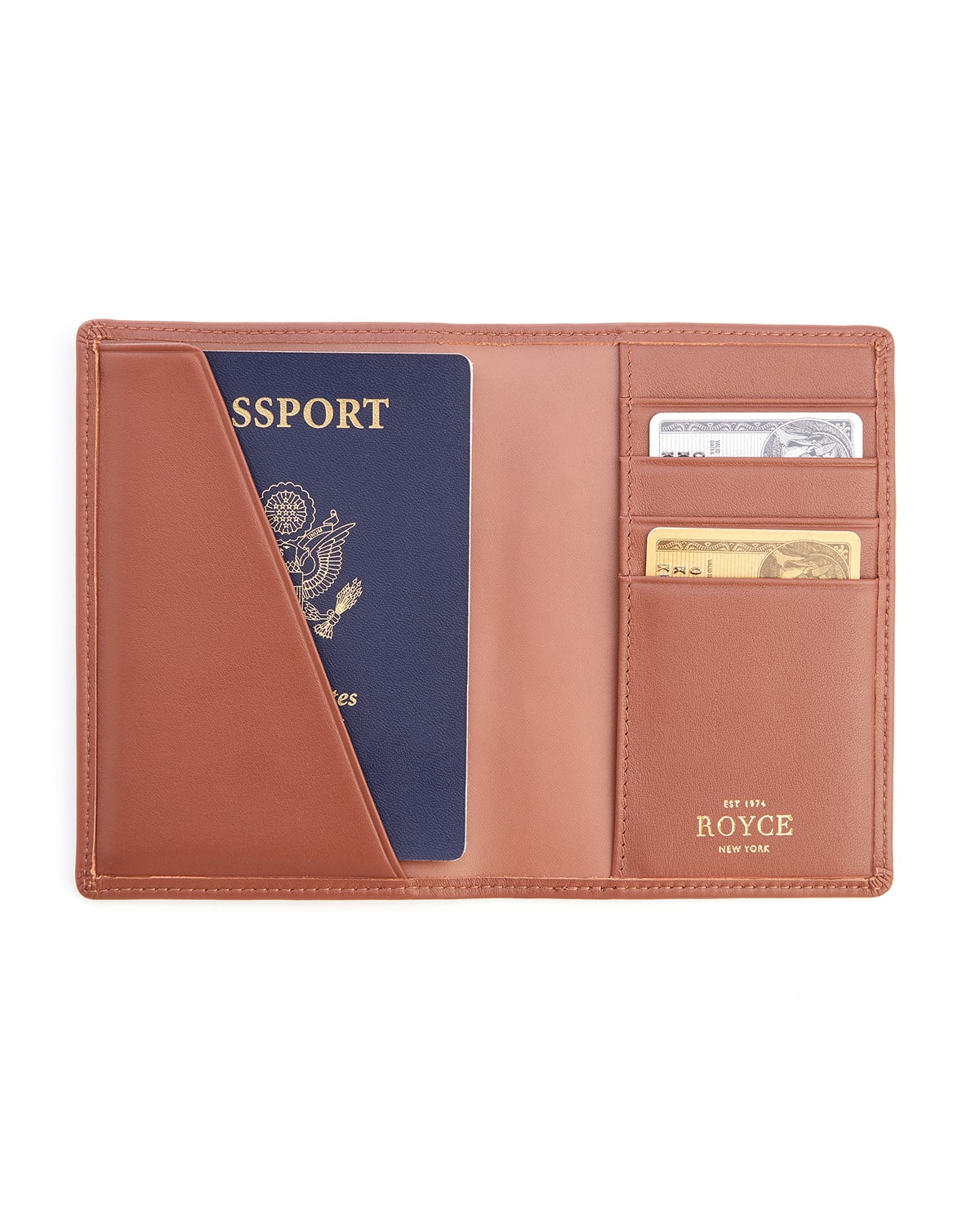 Royce New York Rfid Blocking Passport Case In Tan