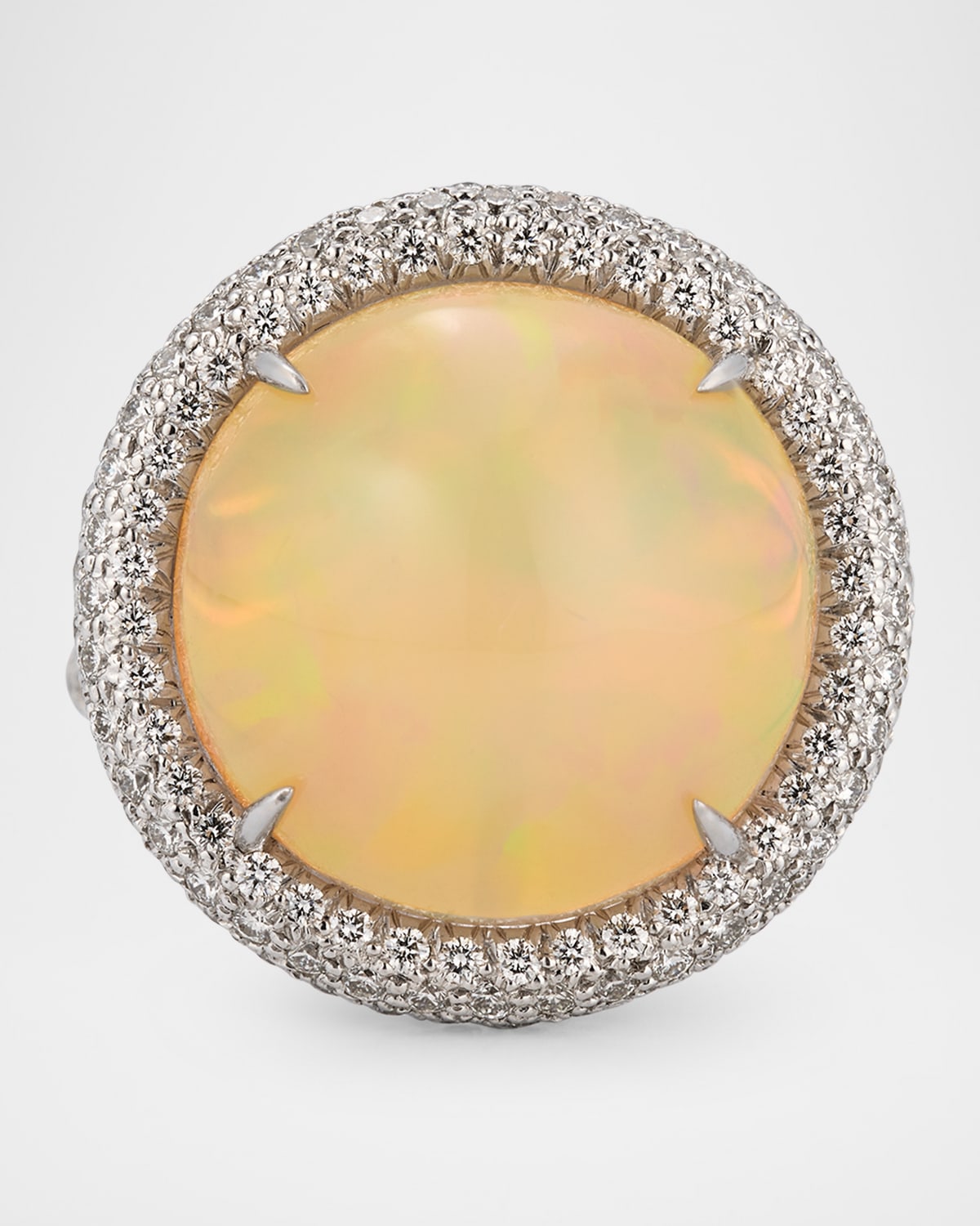 18K White Gold Opal and Diamond Ring, Size 6