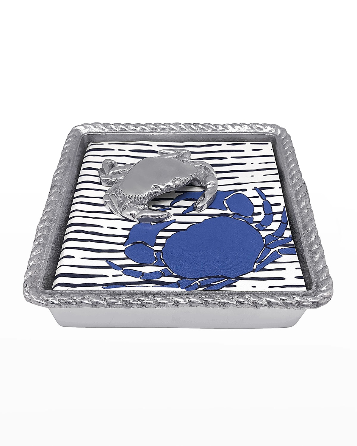 Shop Mariposa Crab Rope Napkin Box In Silver
