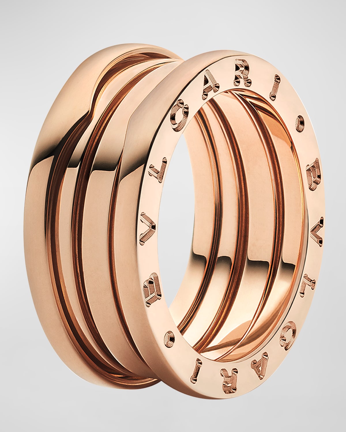 B.Zero1 18k Rose Gold 3-Band Ring, Size 52