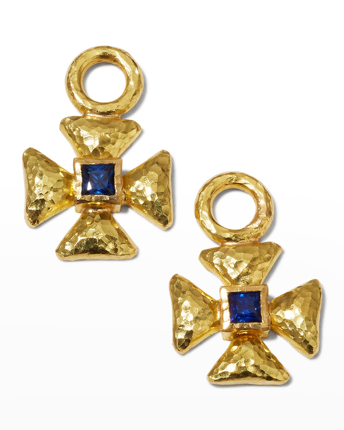 Elizabeth Locke 19k Blue Sapphire Maltese Cross Earring Pendants