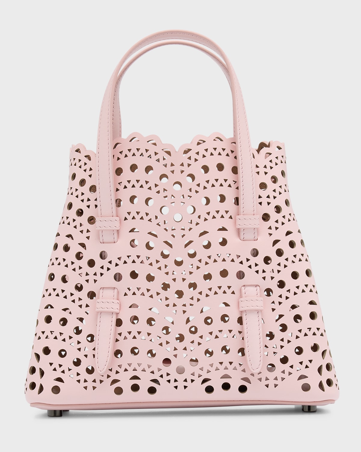 Alaïa Le Mina 25 Vienne Wave Leather Tote Bag In 420 Rose Dragee