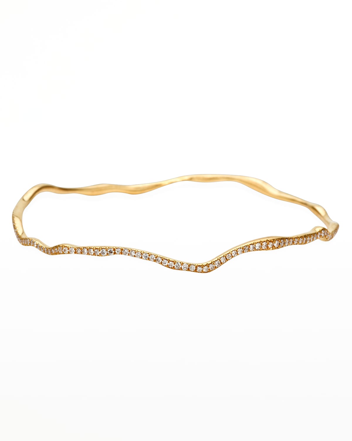 Drizzle Thin Wavy Pave Diamond Gold Bangle