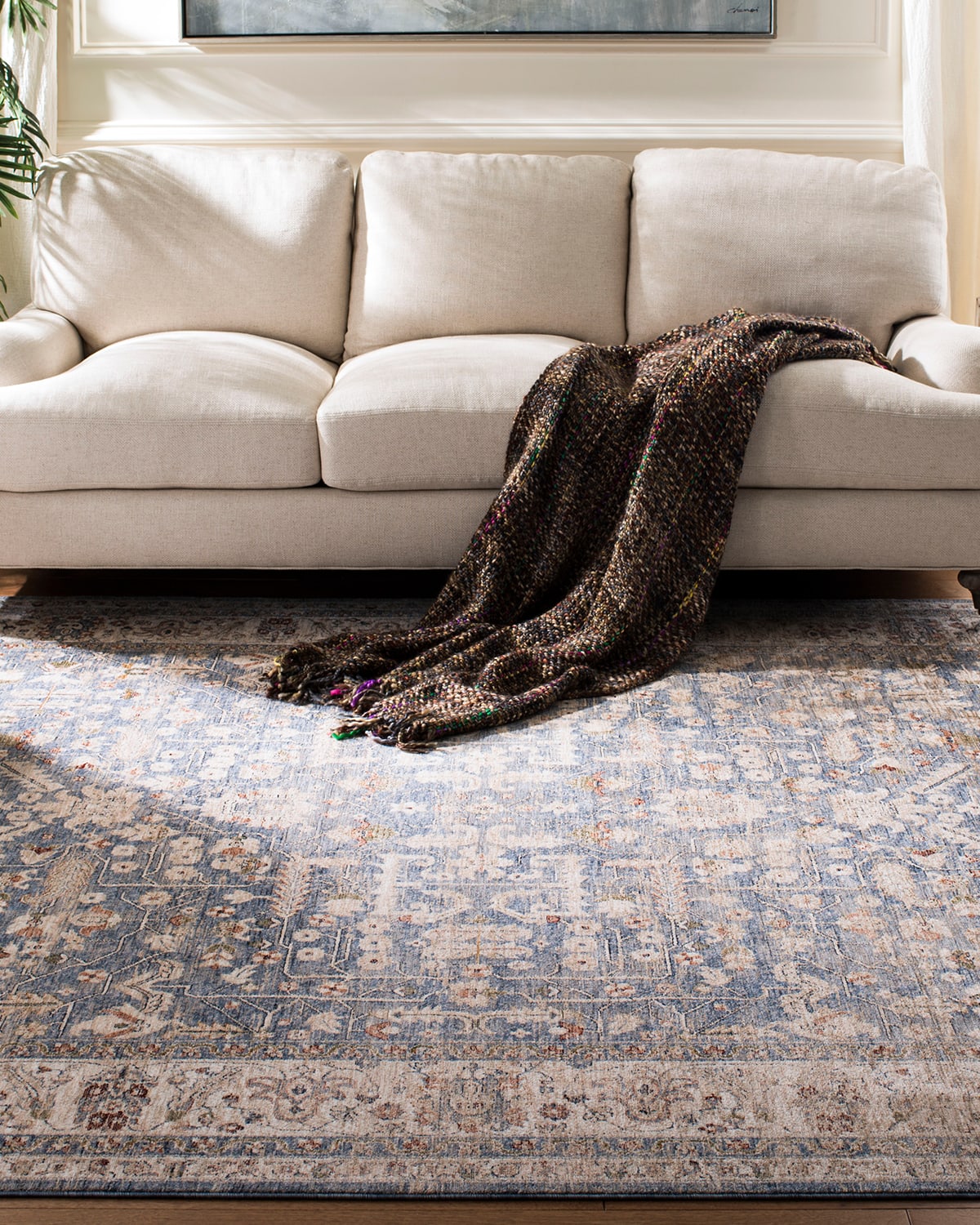 Ralph Lauren Sidney Power-loomed Rug, 5' X 8' In Light Blue/ Ivory