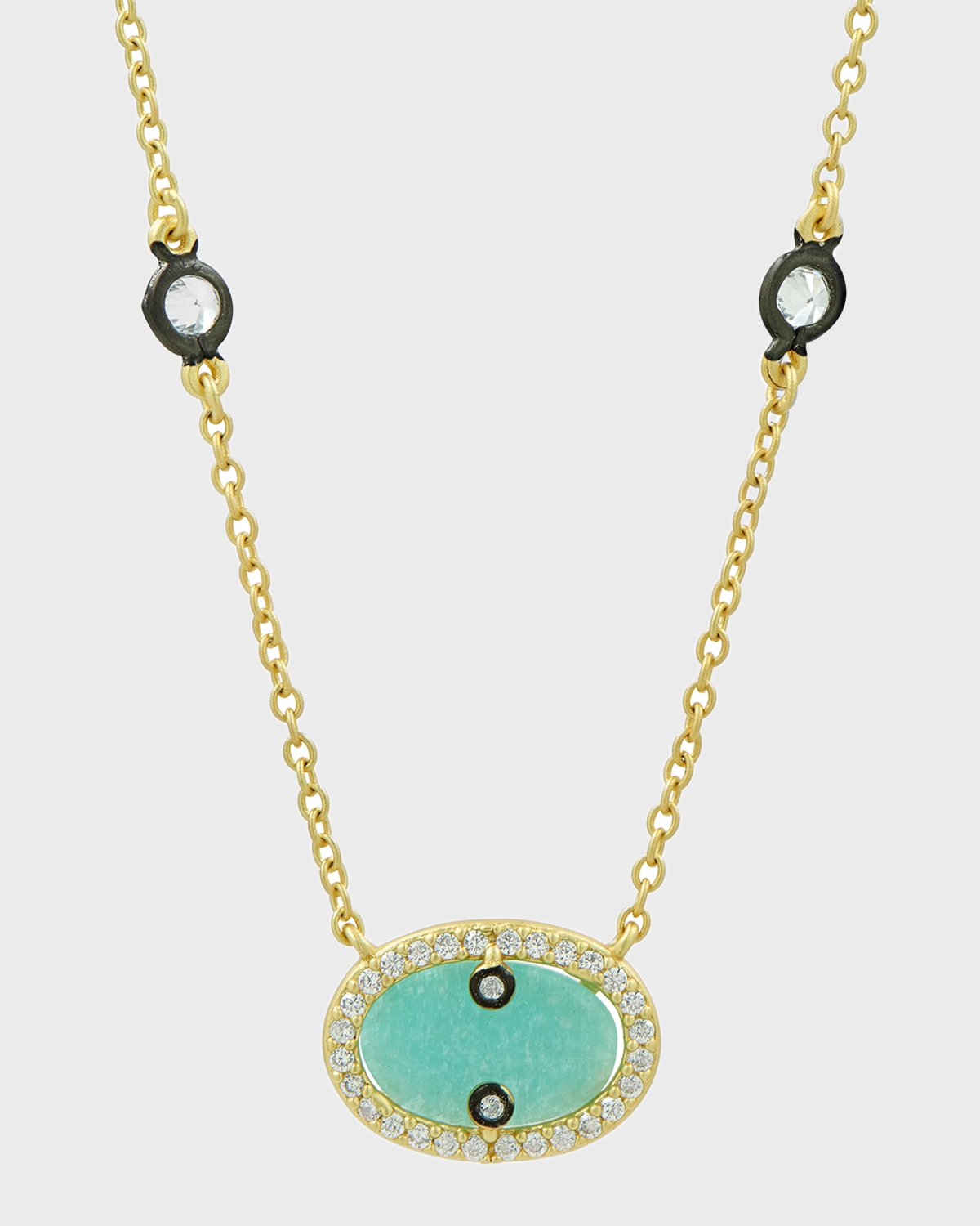 Freida Rothman Hint of Sparkle Amazonite Oval Pendant Necklace