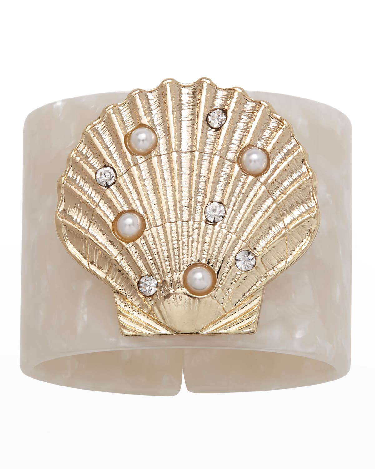Shop Joanna Buchanan Shell Resin Pearly White Napkin Rings, Set Of 4 In Pearl White