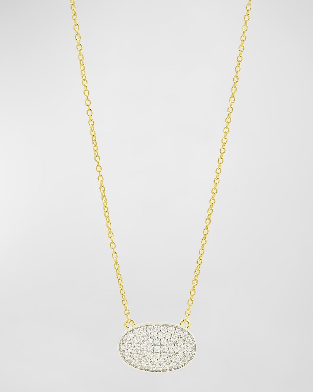 Freida Rothman Cubic Zirconia East-west Oval Pendant Necklace In Gold