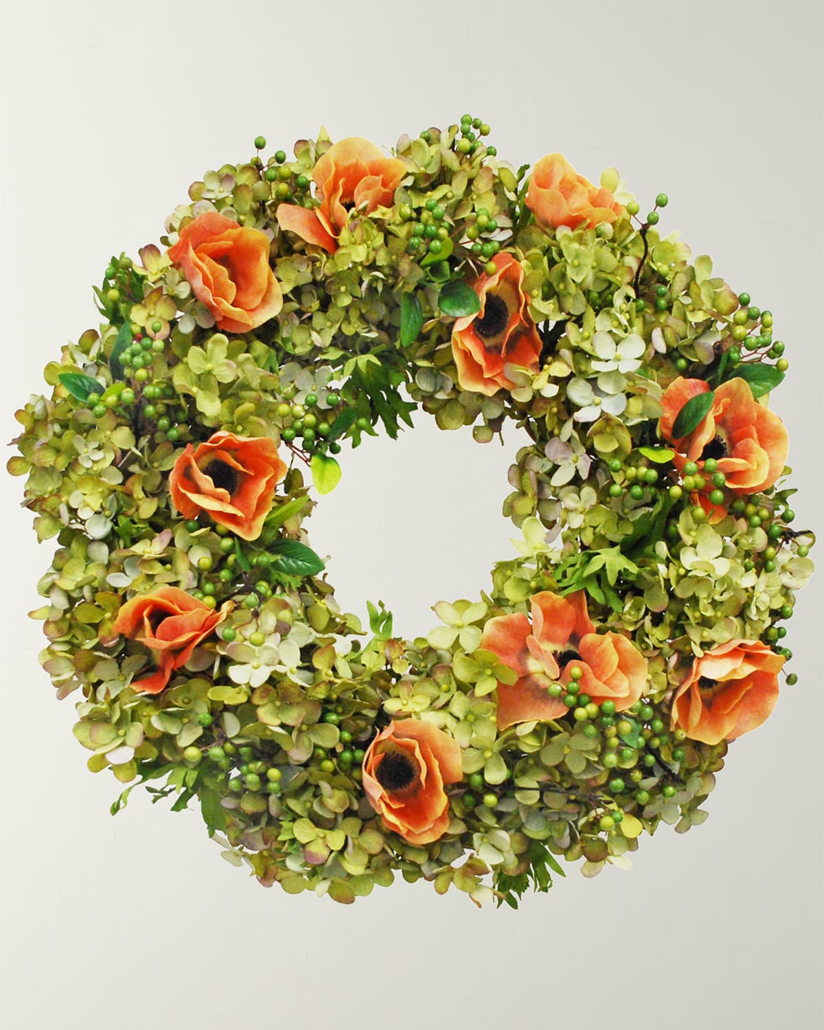 Shop Winward Home Hydrangea & Anemone Wreath In Orange