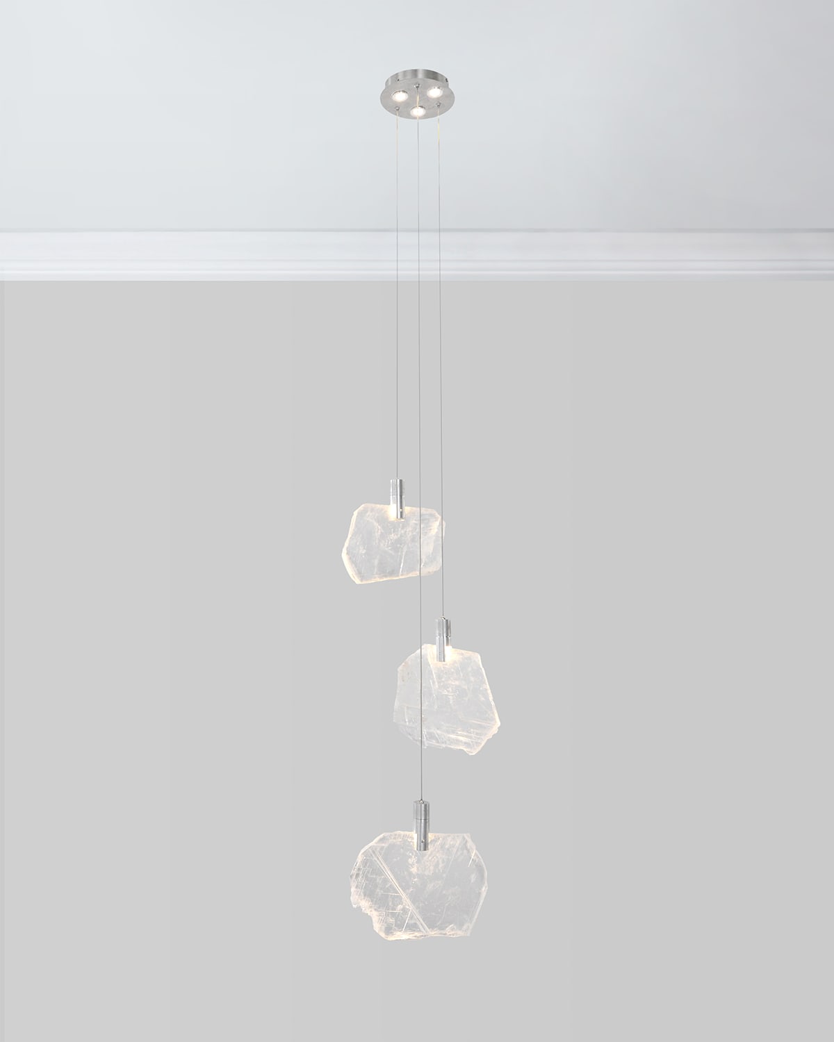 John-richard Collection 6-light Selenite Drop Light Pendant In Silver